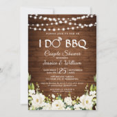 Invitation Bois & Roses Blanches Floral I Do BBQ Couple Douch (Devant)