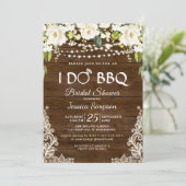 Invitation Bois & Roses Blanches Floral I Do BBQ Fête des mar (Debout devant)