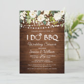 Invitation Bois & Roses Blanches Floral I Do BBQ Wedding show (Debout devant)