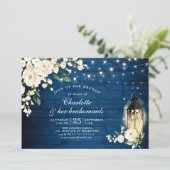 Invitation Bois & Roses Blanches Lanterne Filles Brunch (Debout devant)