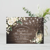 Invitation Bois & Roses Blanches Lanterne Filles Brunch (Debout devant)