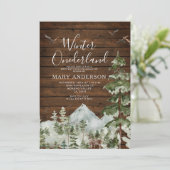 Invitation Bois rouille hiver onderland anniversaire Forêt (Debout devant)