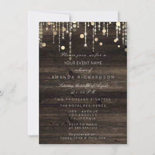 Invitation Bois Rustic Gold Drivers Fête des mariées d'annive (Devant)