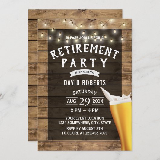 Invitation Bois rustique (Devant / Derrière)