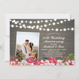 Invitation Bois Rustique 40e Anniversaire de Mariage Photo