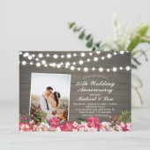 Invitation Bois Rustique 40e Photo Anniversaire de Mariage (Debout devant)