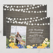 Invitation Bois Rustique 50e Photo Anniversaire de Mariage (Devant / Derrière)