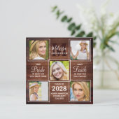 Invitation Bois rustique 5 Photo Collage Graduation (Debout devant)