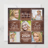 Invitation Bois rustique 5 Photo Collage Graduation (Devant)