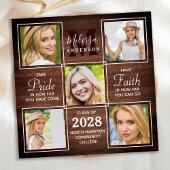 Invitation Bois rustique 5 Photo Collage Graduation