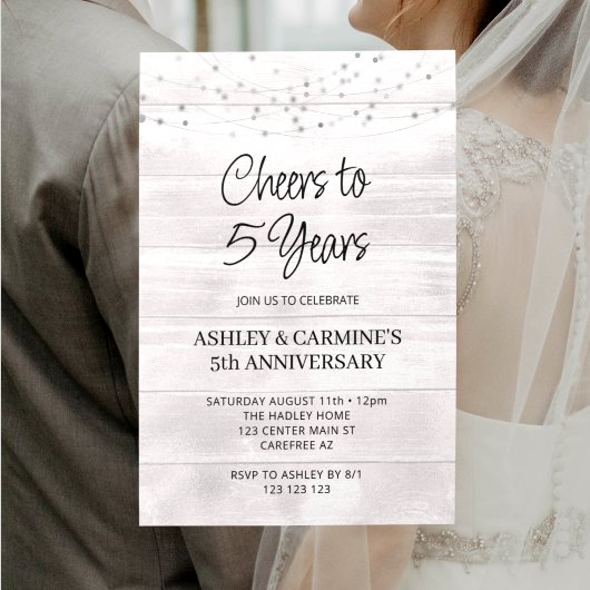 Invitation Bois Rustique 5e Anniversaire de Mariage