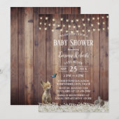 Invitation Bois rustique Animaux Chaîne Baby shower clair (Devant / Derrière)