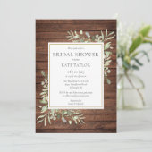 Invitation Bois rustique Aquarelle Fête des mariées de verdur (Debout devant)