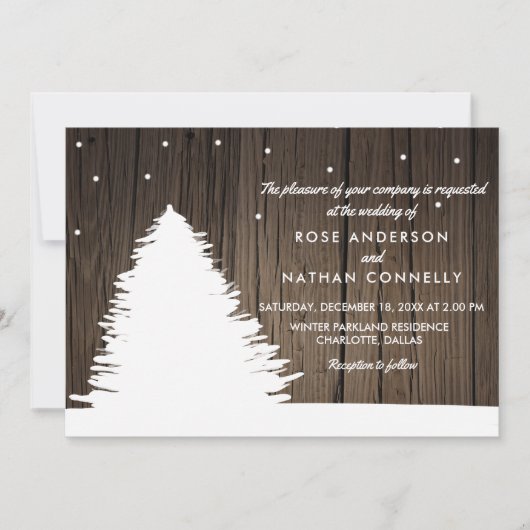 Invitation Bois rustique | Arbre | Mariage de Noël d'hiver (Devant)