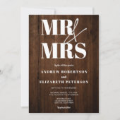 Invitation Bois rustique audacieux M. Mrs mariage photo scrip (Devant)