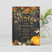 Invitation Bois rustique automne automne baby shower sexe rév (Debout devant)