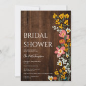 Invitation Bois rustique automne fleurs rétro douche de nage (Devant)