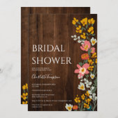 Invitation Bois rustique automne fleurs rétro douche de nage (Devant / Derrière)