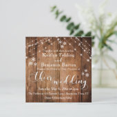 Invitation Bois rustique avec lumière blanche et Mariage de f (Debout devant)