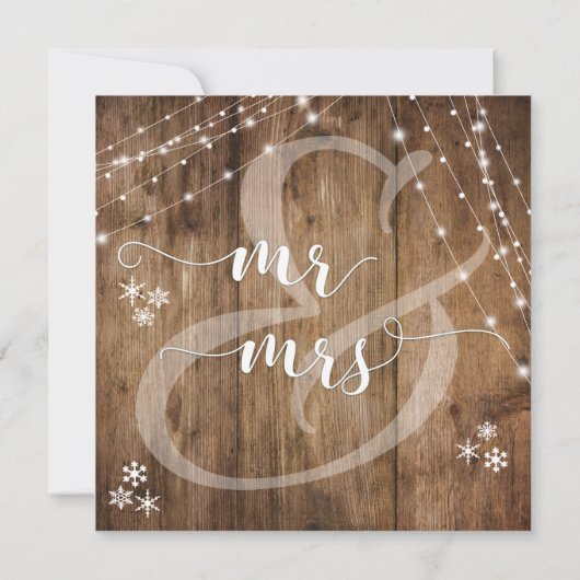 Invitation Bois rustique avec lumière blanche et Mariage de f (Dos)