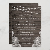 Invitation Bois rustique avec lumières à cordes (Devant / Derrière)