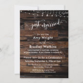 Invitation Bois rustique avec lumières, Calligraphie Mariée (Devant)