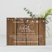 Invitation Bois rustique avec lumières, Mariage virtuel en li (Debout devant)