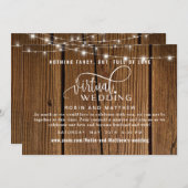 Invitation Bois rustique avec lumières, Mariage virtuel en li (Devant / Derrière)