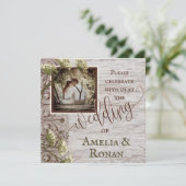 Invitation Bois rustique avec Mariage Burlap (Debout devant)