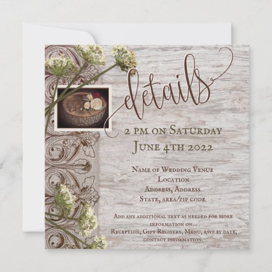 Invitation Bois rustique avec Mariage Burlap (Dos)