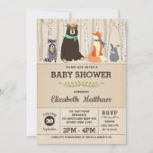 Invitation Bois rustique Baby shower Forêt Animaux (Devant)