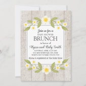 Invitation Bois rustique Blanc Baby shower Floral Brunch (Devant)