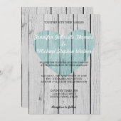 Invitation Bois rustique blanc chic (Devant / Derrière)