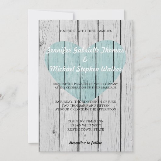 Invitation Bois rustique blanc chic (Devant)