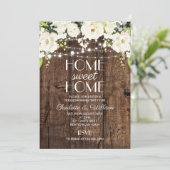 Invitation Bois Rustique Blanc Fleurs Maison Douce Maison (Debout devant)