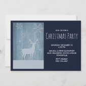 Invitation Bois rustique Bleu renne Pays Noël (Devant)