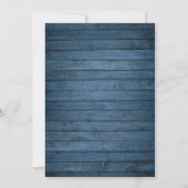 Invitation Bois rustique bleu verdure baptême (Dos)