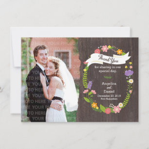 Invitation Bois rustique Bohème Floral Mariage Wreath