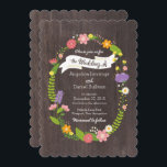 Invitation Bois rustique Bohème Floral Mariage Wreath<br><div class="desc">Une suite de faire-part de mariage rustique avec une couronne fleurie de conte de fées composée d'une flore boisée colorée. L'ambiance bohème et décontractée fait de ce design un excellent choix pour les mariages dans le jardin extérieur.</div>