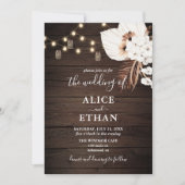 Invitation Bois rustique Boho été Fleurs Mariage (Devant)