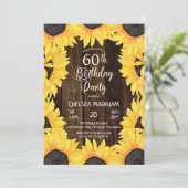 Invitation Bois rustique boisé| Fleurs de soleil 60e fête d'a (Debout devant)
