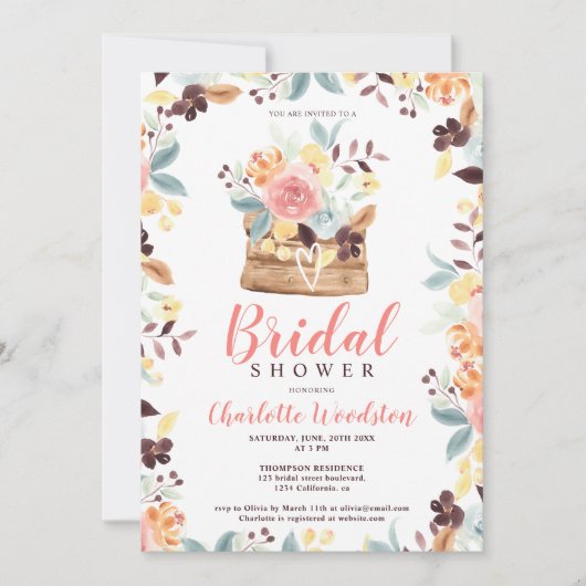 Invitation Bois rustique bordeaux boho nuptiale (Devant)