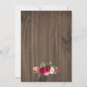 Invitation Bois Rustique Bourgogne Avec Lumières Florales Vin (Dos)