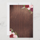 Invitation Bois rustique Bourgogne bleu rose rose mason jarre (Dos)