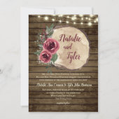 Invitation Bois rustique Bourgogne Floral|Arbre éclat Mer (Devant)