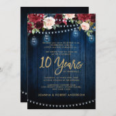 Invitation Bois rustique Bourgogne Floral Mason Jar Mariage (Devant / Derrière)