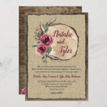Bois rustique Bourgogne Floral Tree Slice Mariage