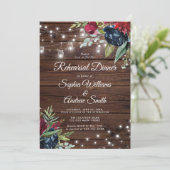 Invitation Bois rustique Bourgogne Lumières Florales Diner (Debout devant)