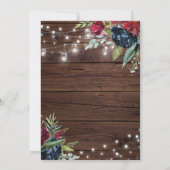 Invitation Bois rustique Bourgogne Lumières Florales Diner (Dos)