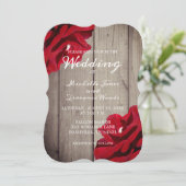 Invitation Bois rustique Bourgogne Rouge Floral Mariage minim (Debout devant)